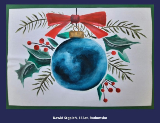  kartka świąteczna wykonana przez ucznia klasy IID 