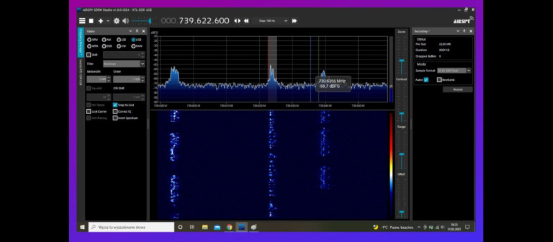  Ekran programu SdrSharp do odbioru sygnału radiowego